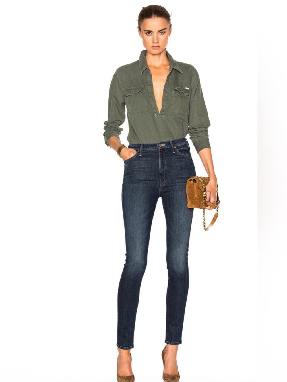 MOTHER Dark Blue Jeans with Brass Hardware